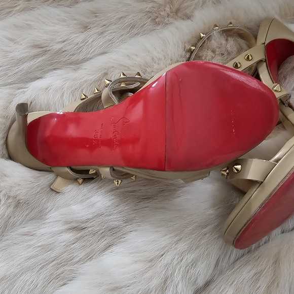 NWOB Christian Louboutin Beige Cold Sexistrapi Jazzy Studded Heels Sz 36.5 IT/6 - Picture 8 of 10